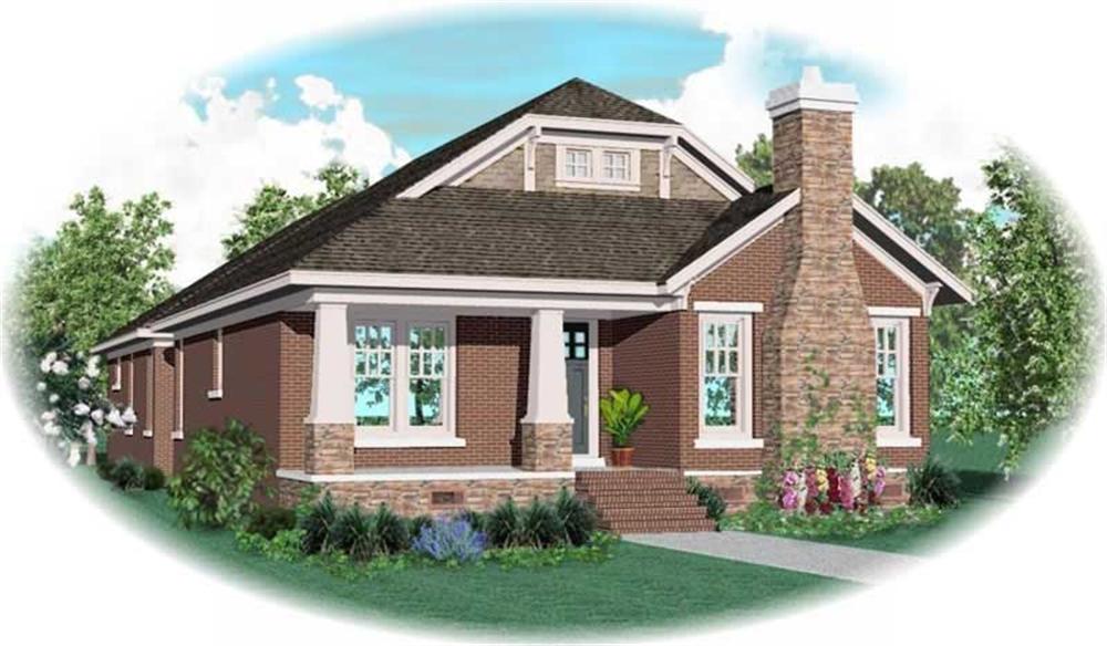 Front view of Craftsman home (ThePlanCollection: House Plan #170-3216)