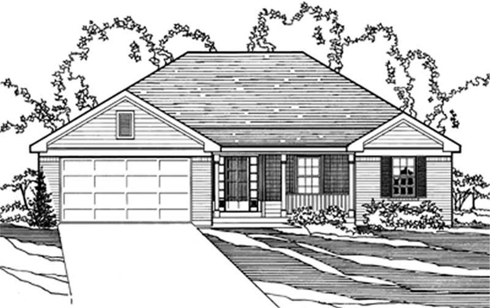 Front elevation of European home (ThePlanCollection: House Plan #172-1032)