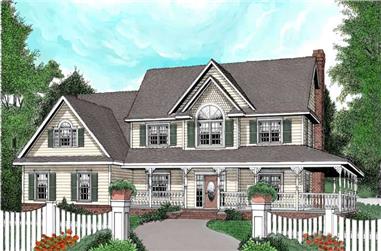 4-Bedroom, 2989 Sq Ft Country Home Plan - 173-1003 - Main Exterior