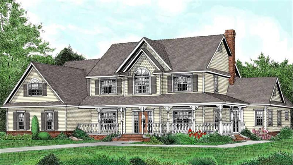 Front elevation of Country home (ThePlanCollection: House Plan #173-1006)