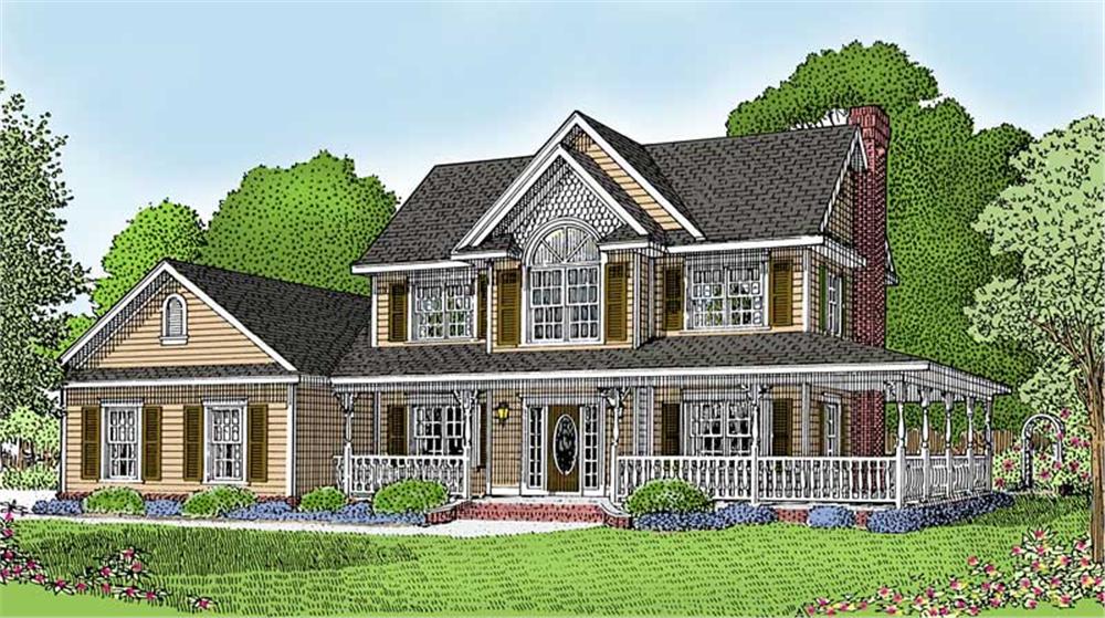 Front elevation of Country home (ThePlanCollection: House Plan #173-1008)