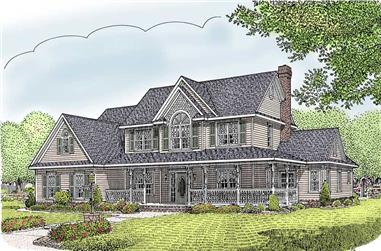 5-Bedroom, 2984 Sq Ft Country House Plan - 173-1009 - Front Exterior