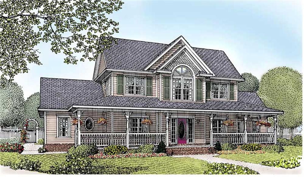 Front elevation of Country home (ThePlanCollection: House Plan #173-1010)