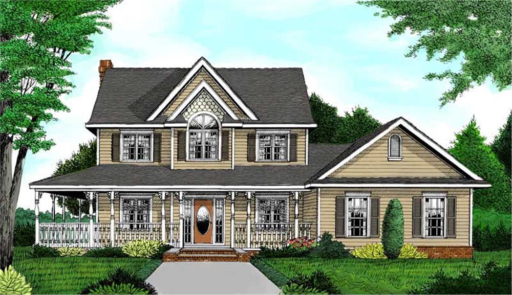 Front elevation of Country home (ThePlanCollection: House Plan #173-1011)