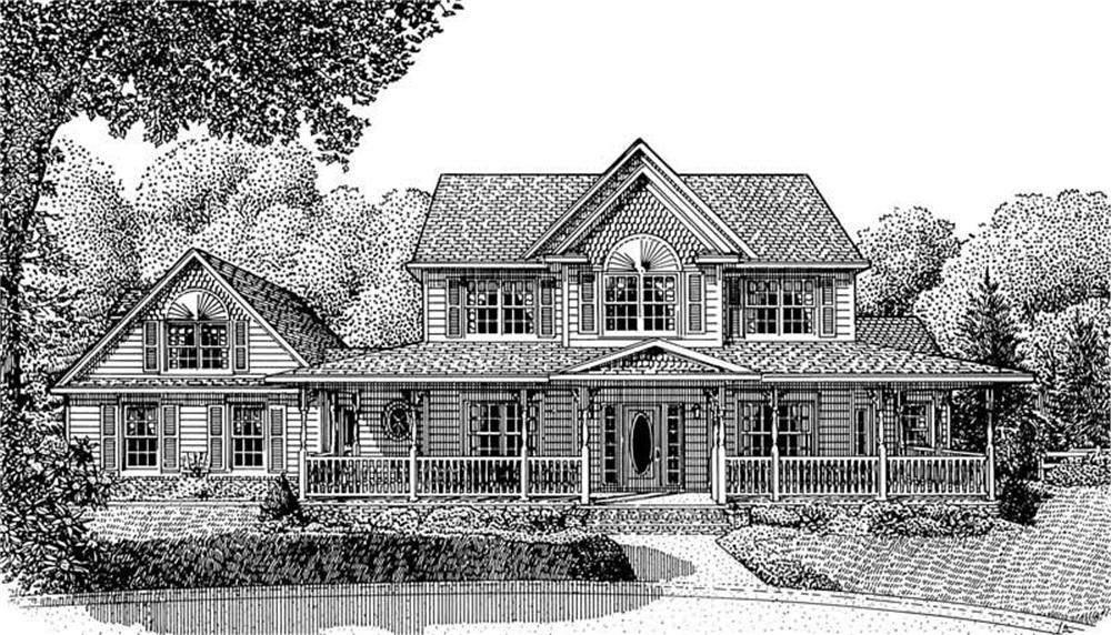 Front elevation of Country home (ThePlanCollection: House Plan #173-1014)