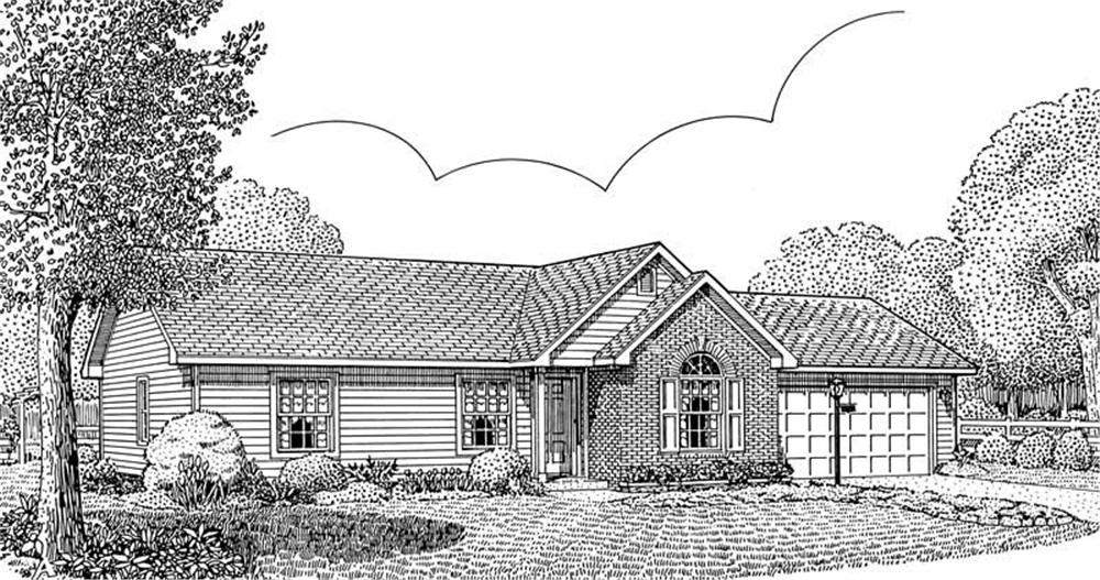 Front elevation of Country home (ThePlanCollection: House Plan #173-1023)