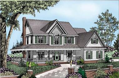 4-Bedroom, 2198 Sq Ft Country Home Plan - 173-1035 - Main Exterior