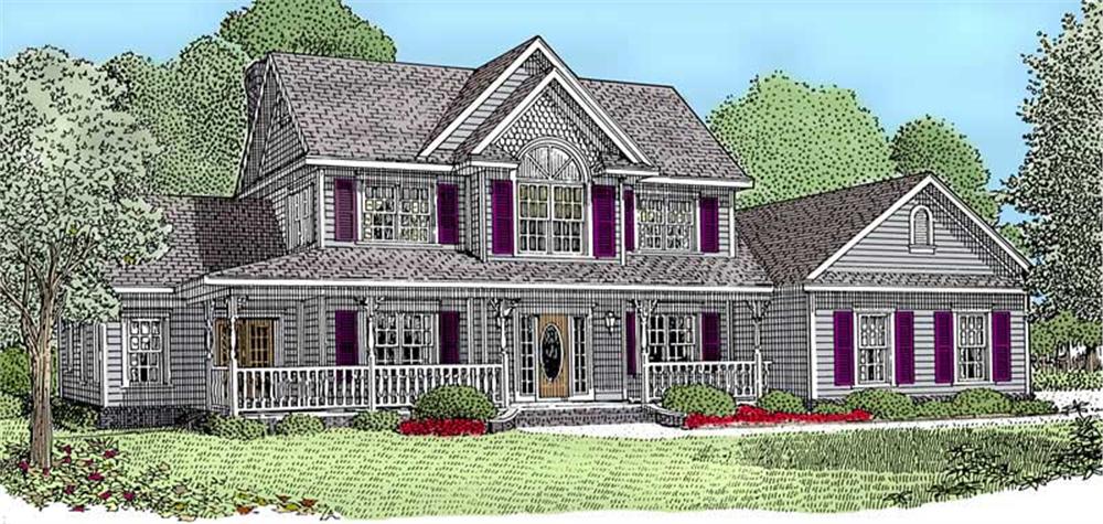 Front elevation of Country home (ThePlanCollection: House Plan #173-1036)