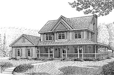 4-Bedroom, 2266 Sq Ft Country Home Plan - 173-1038 - Main Exterior