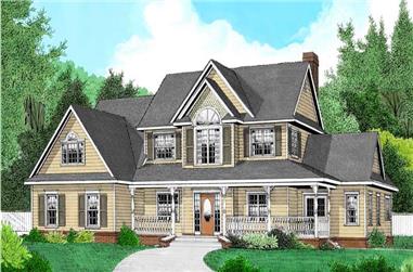 4-Bedroom, 2302 Sq Ft Country Home Plan - 173-1047 - Main Exterior