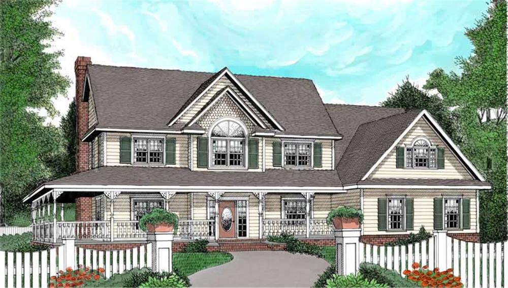 Front elevation of Country home (ThePlanCollection: House Plan #173-1049)