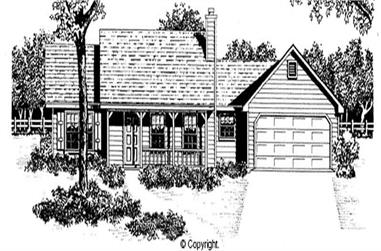 3-Bedroom, 1258 Sq Ft Country Home Plan - 174-1022 - Main Exterior