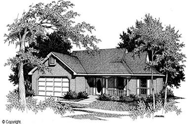 3-Bedroom, 1267 Sq Ft Country Home Plan - 174-1045 - Main Exterior