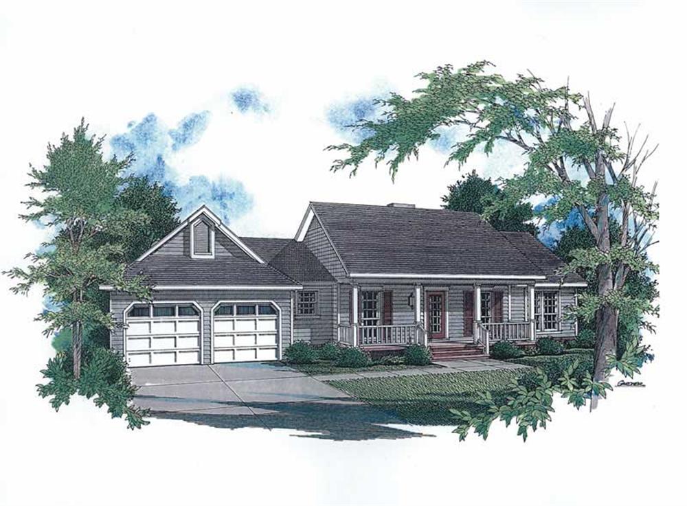 Front elevation of Country home (ThePlanCollection: House Plan #174-1051)