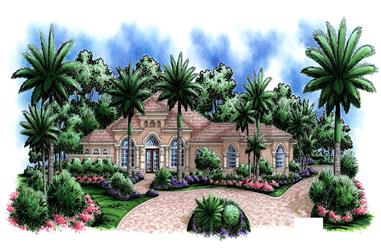 4-Bedroom, 3698 Sq Ft Florida Style House Plan - 175-1002 - Front Exterior