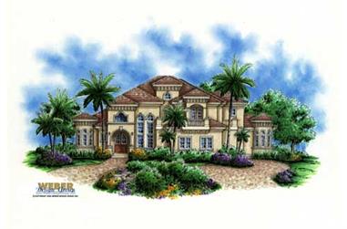 5-Bedroom, 4428 Sq Ft Florida Style House Plan - 175-1004 - Front Exterior
