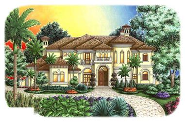 6-Bedroom, 5164 Sq Ft Florida Style House Plan - 175-1009 - Front Exterior
