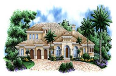 4-Bedroom, 5049 Sq Ft Florida Style House Plan - 175-1027 - Front Exterior