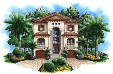 4-Bedroom, 3763 Sq Ft Florida Style House Plan - 175-1036 - Front Exterior