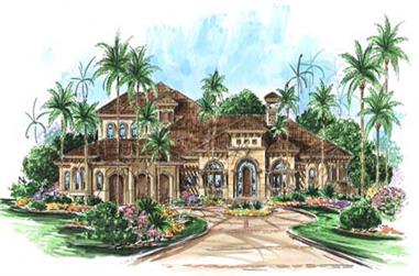 4-Bedroom, 4682 Sq Ft Florida Style Home Plan - 175-1051 - Main Exterior