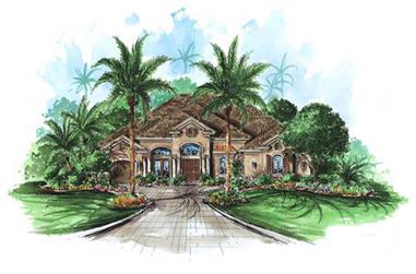 4-Bedroom, 4378 Sq Ft Florida Style Home Plan - 175-1053 - Main Exterior