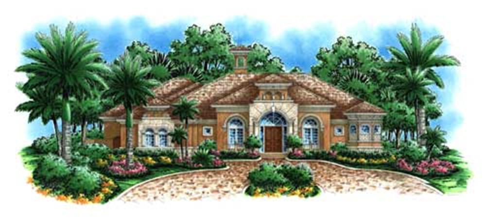 Mediterranean House Plans color front elevation.
