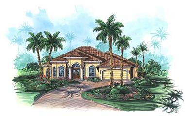 3-Bedroom, 2784 Sq Ft Florida Style House Plan - 175-1057 - Front Exterior