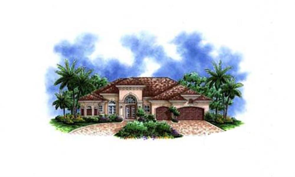 Front elevation of Florida Style home (ThePlanCollection: House Plan #175-1059)