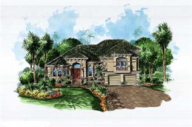 4-Bedroom, 3609 Sq Ft Florida Style House Plan - 175-1069 - Front Exterior