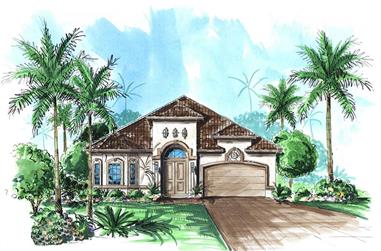 4-Bedroom, 2457 Sq Ft Florida Style House Plan - 175-1074 - Front Exterior
