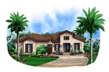 3-Bedroom, 2583 Sq Ft Spanish House Plan - 175-1103 - Front Exterior