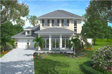 4-Bedroom, 3624 Sq Ft Colonial Home Plan - 175-1107 - Main Exterior