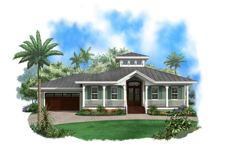 Front elevation of Ranch home (ThePlanCollection: House Plan #175-1108)