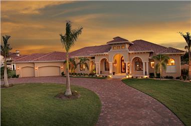 4-Bedroom, 4934 Sq Ft Tuscan House Plan - 175-1150 - Front Exterior