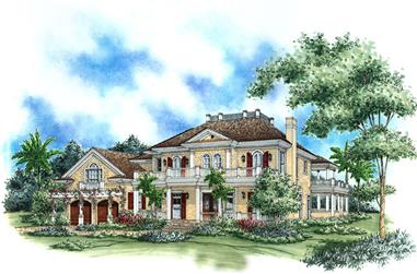5-Bedroom, 5209 Sq Ft Florida Style House Plan - 175-1177 - Front Exterior