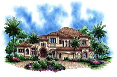 4-Bedroom, 7384 Sq Ft Tuscan Home Plan - 175-1184 - Main Exterior