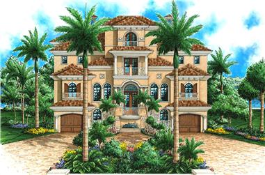 4-Bedroom, 6137 Sq Ft Mediterranean Home Plan - 175-1242 - Main Exterior