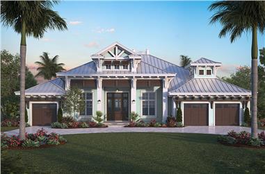 4-Bedroom, 4027 Sq Ft Florida Style House Plan - 175-1258 - Front Exterior