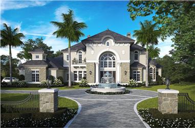 4-Bedroom, 6549 Sq Ft French House Plan - 175-1264 - Front Exterior