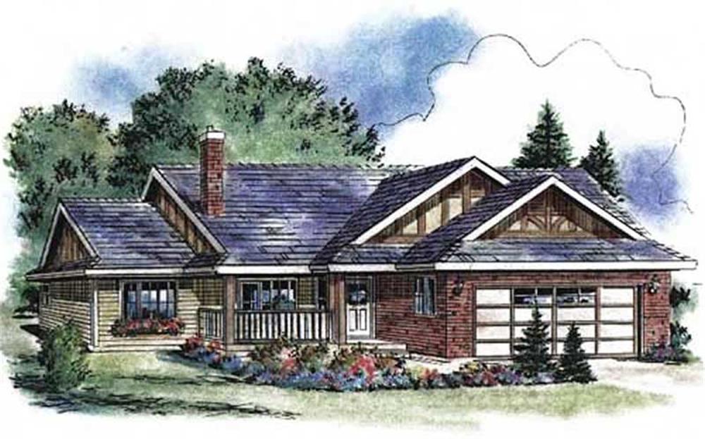 Front elevation of Ranch home (ThePlanCollection: House Plan #176-1013)