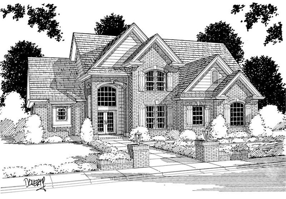 Front elevation of European home (ThePlanCollection: House Plan #178-1001)