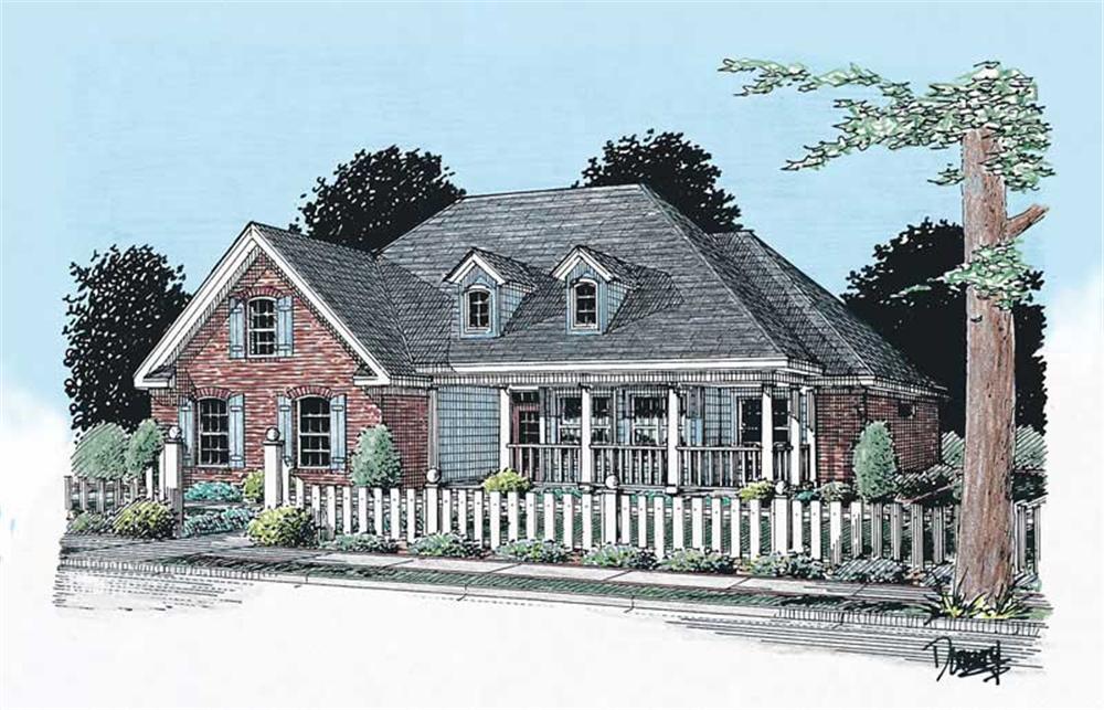 Front elevation of Small Plan home (ThePlanCollection: House Plan #178-1015)