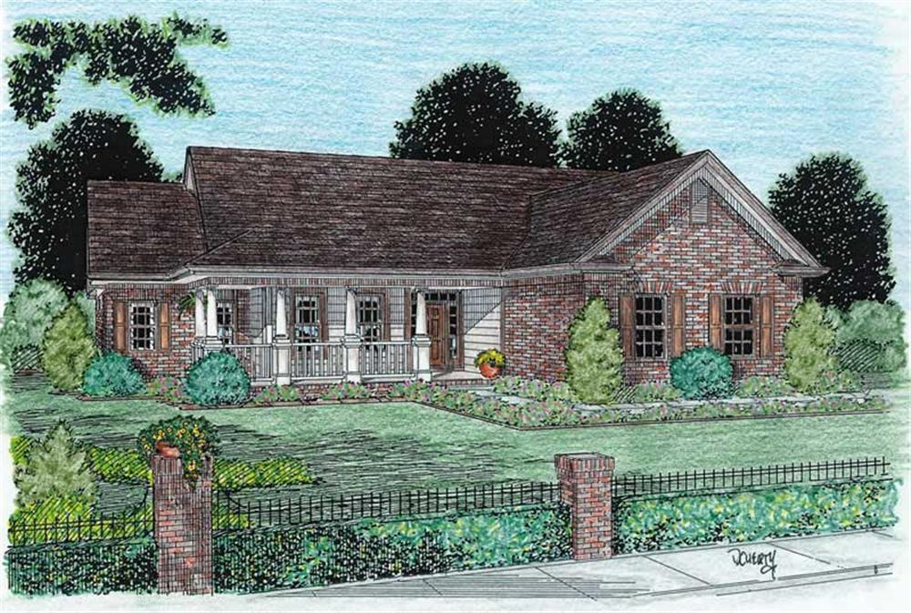 Front elevation of Ranch home (ThePlanCollection: House Plan #178-1021)