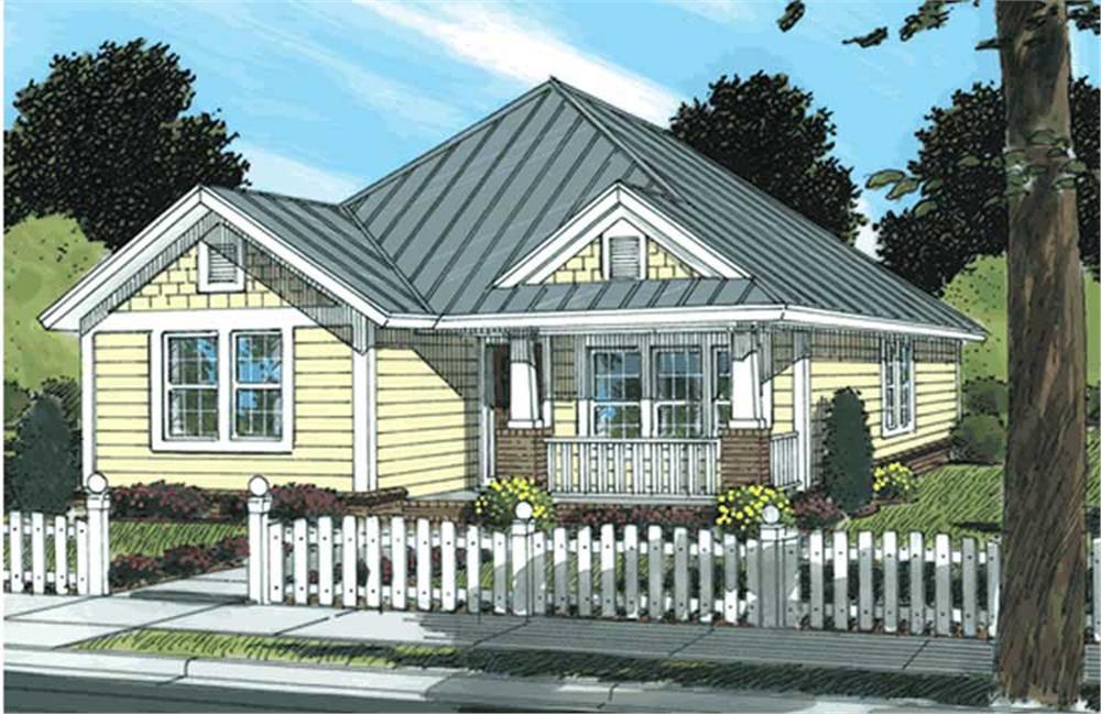 Front elevation of Bungalow home (ThePlanCollection: House Plan #178-1146)
