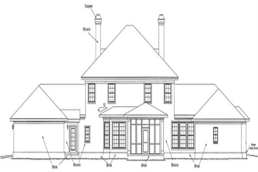 Home Plan Rear Elevation of this 4-Bedroom,4166 Sq Ft Plan -178-1161