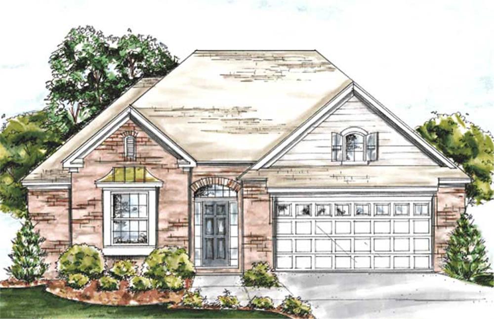 Front elevation of Ranch home (ThePlanCollection: House Plan #178-1181)