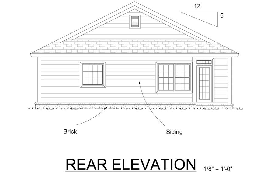Home Plan Rear Elevation of this 3-Bedroom,1253 Sq Ft Plan -178-1268