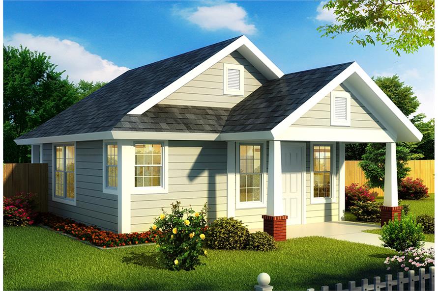 1-Bedroom, 550 Sq Ft Cottage Home Plan - 178-1344 - Main Exterior