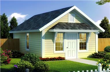1-Bedroom, 395 Sq Ft Cottage Home Plan - 178-1345 - Main Exterior