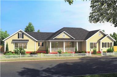 3-Bedroom, 1639 Sq Ft Country Ranch House Plan - 178-1379 - Front Exterior